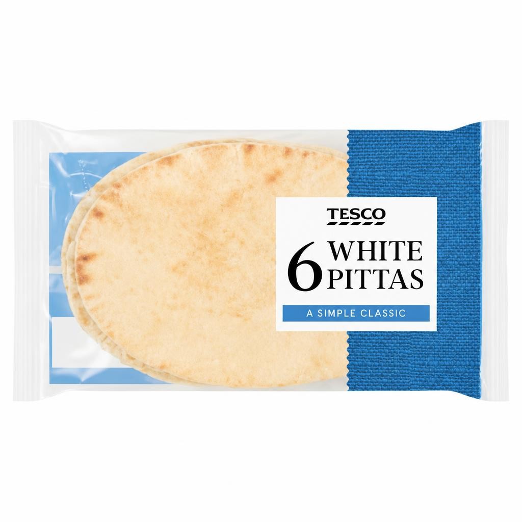 Tesco White Plain Pitta Bread 6 Pack