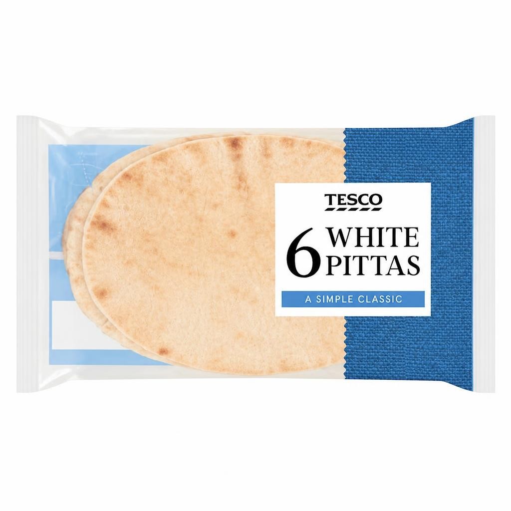 Tesco White Plain Pitta Bread 6 Pack
