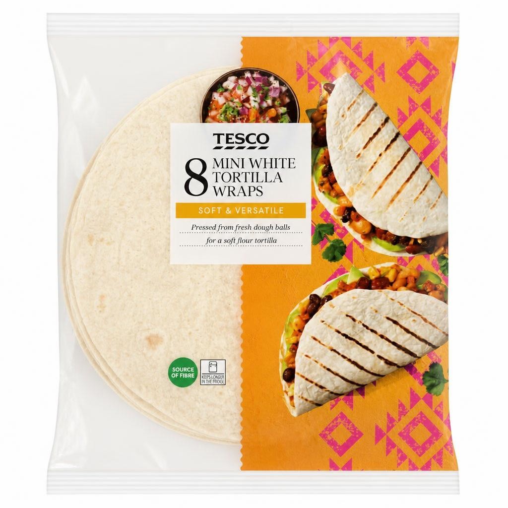 Tesco Mini White Tortilla Wraps Plain 8 Pack