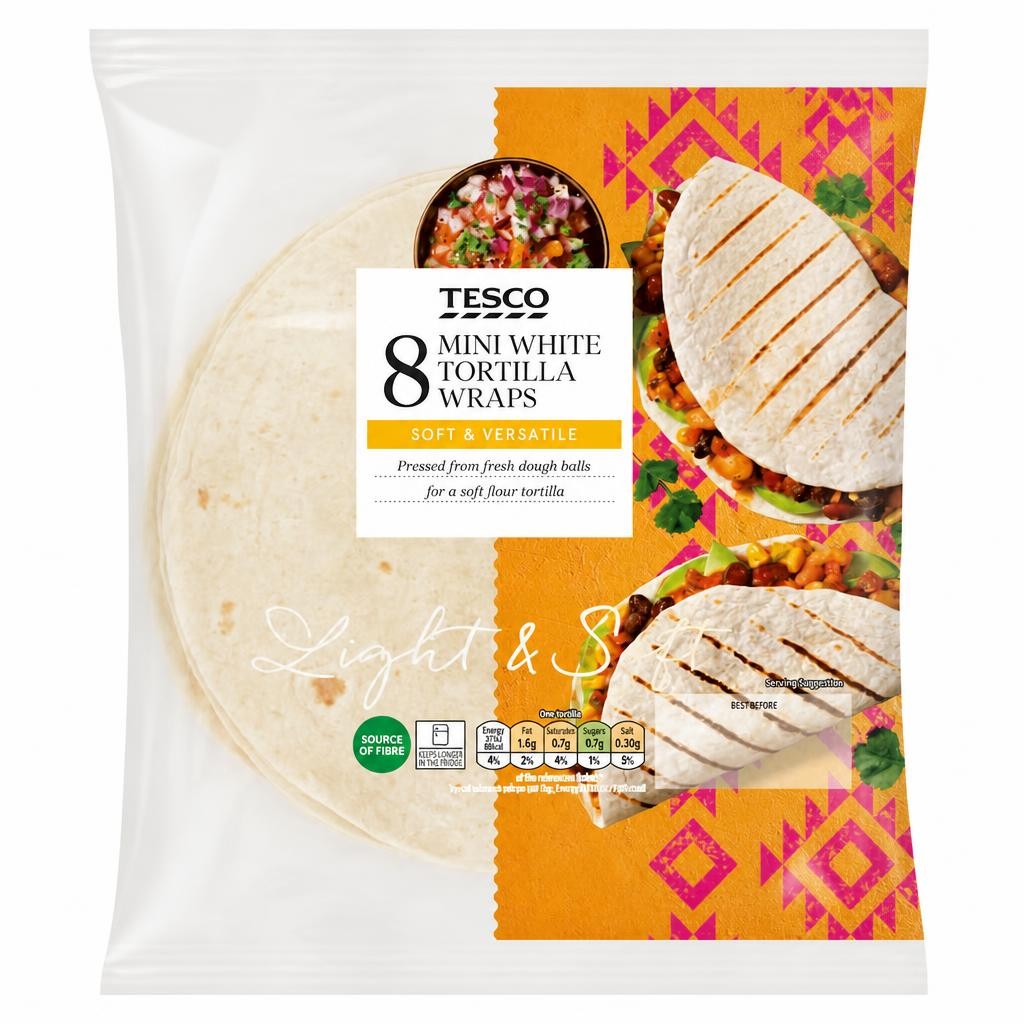 Tesco Mini White Tortilla Wraps Plain 8 Pack