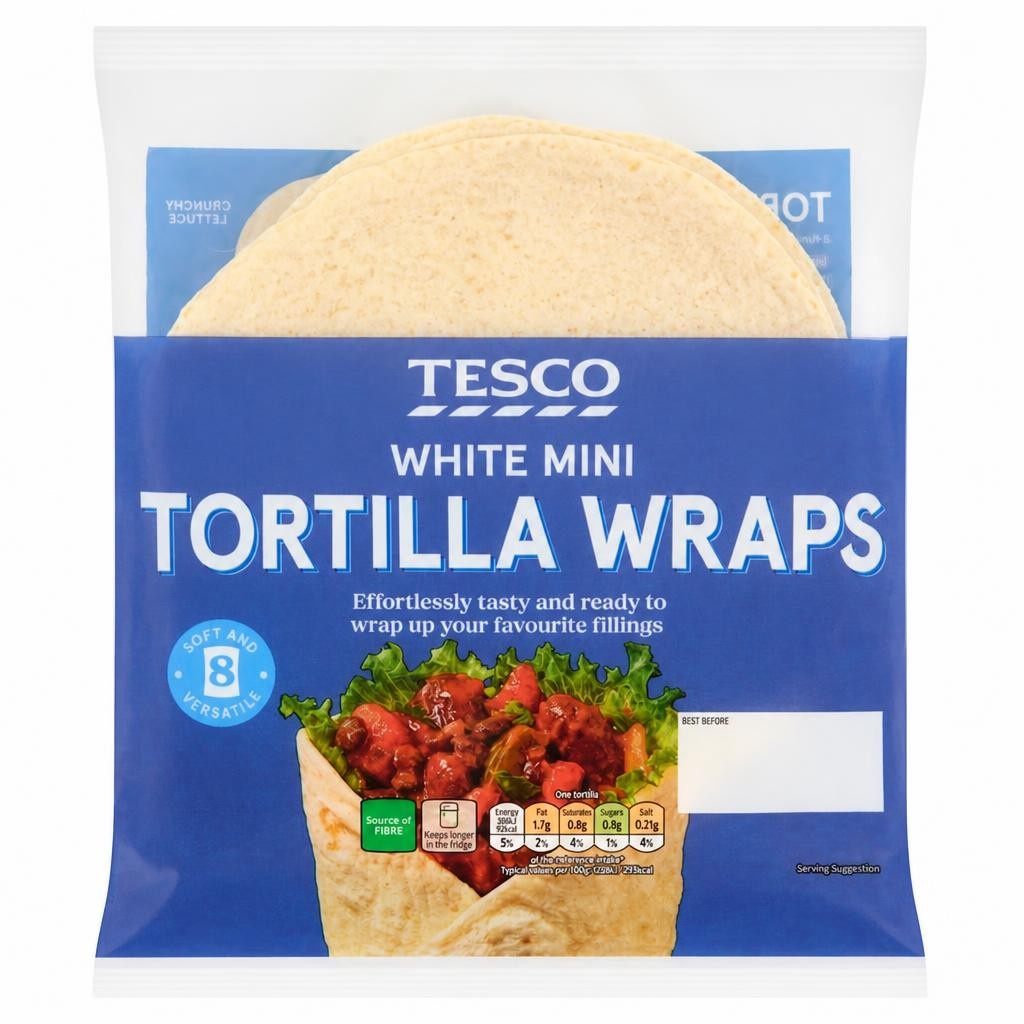Tesco Mini White Tortilla Wraps Plain 8 Pack