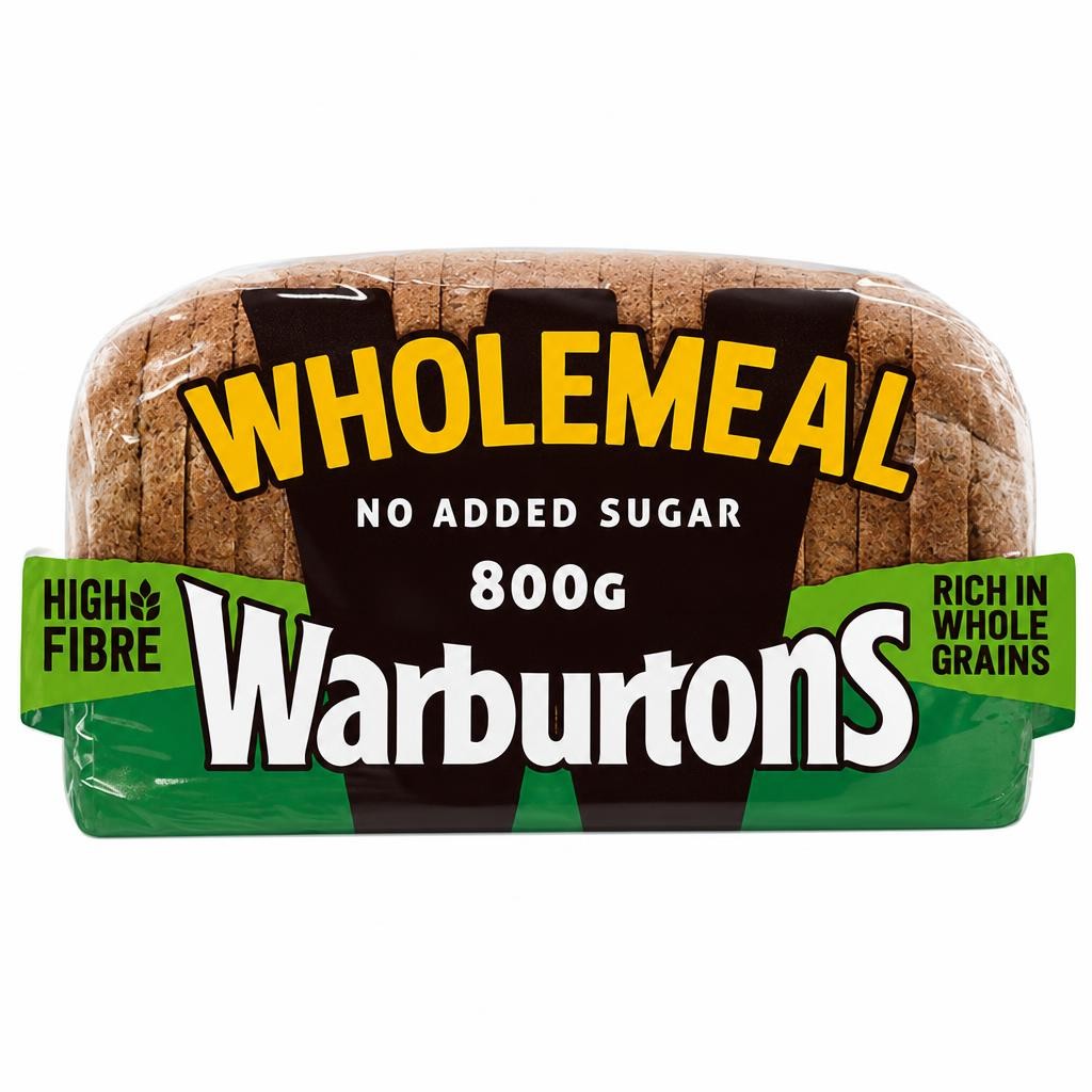 Warburtons Wholemeal Medium Sliced Bread 800g