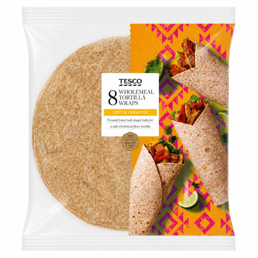Tesco Wholemeal Tortilla Wraps 8 pack