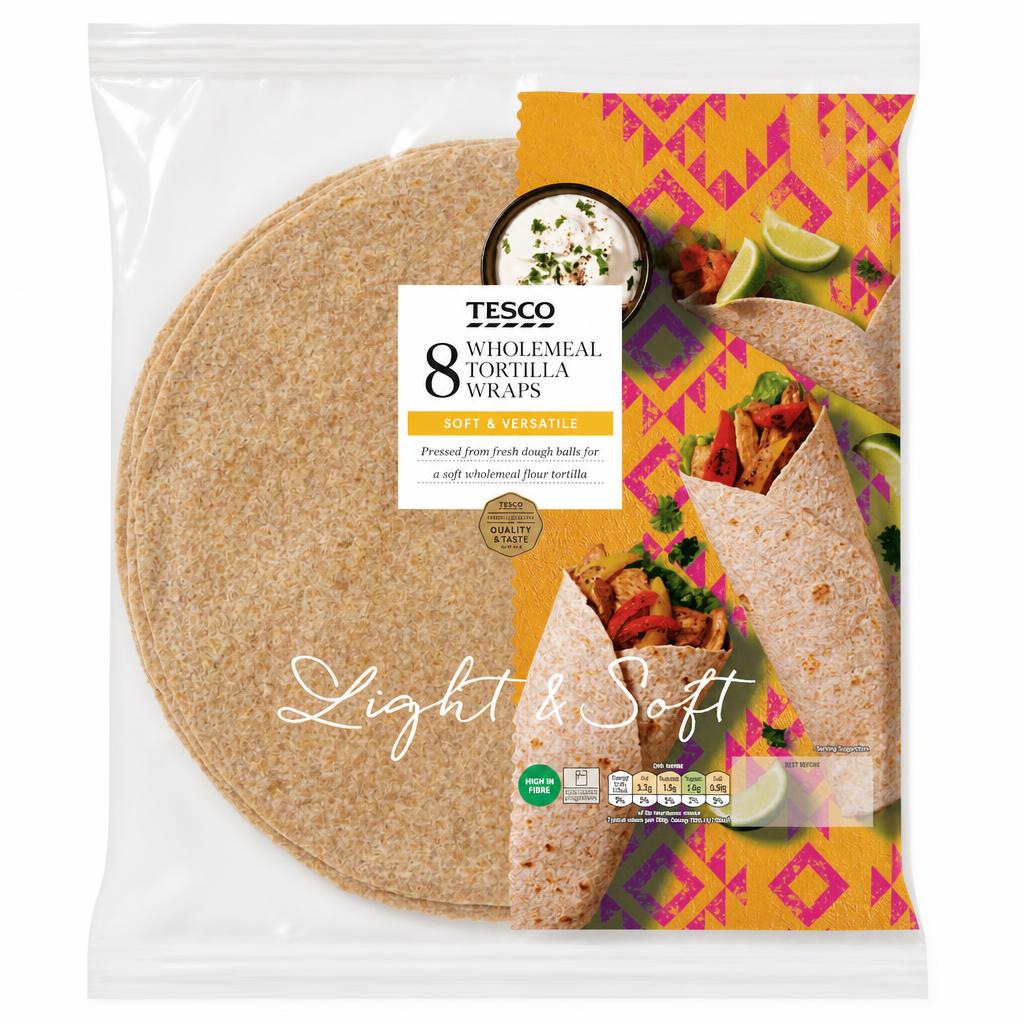 Tesco Wholemeal Tortilla Wraps 8 pack