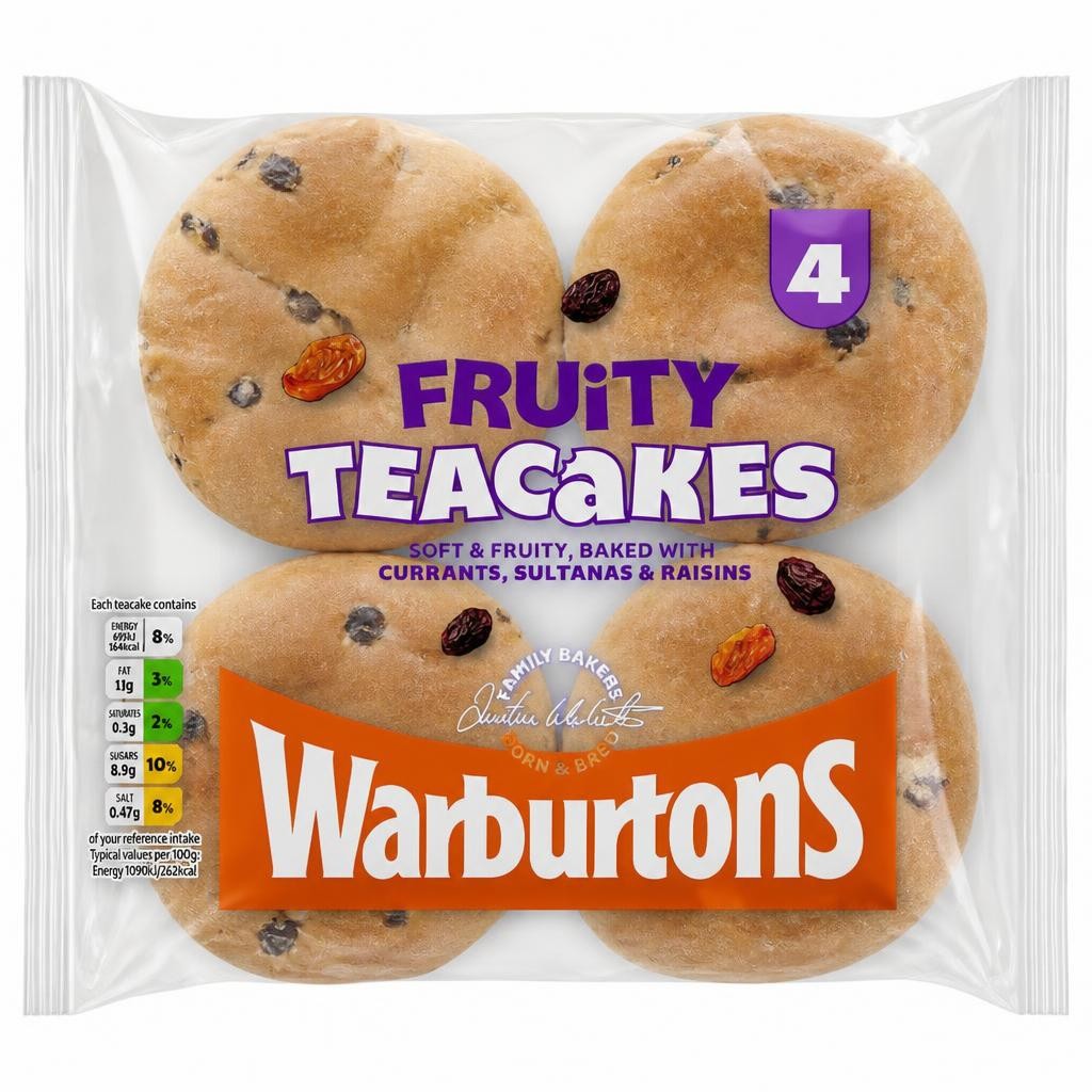 Warburtons Fruit Teacakes 4 Pack
