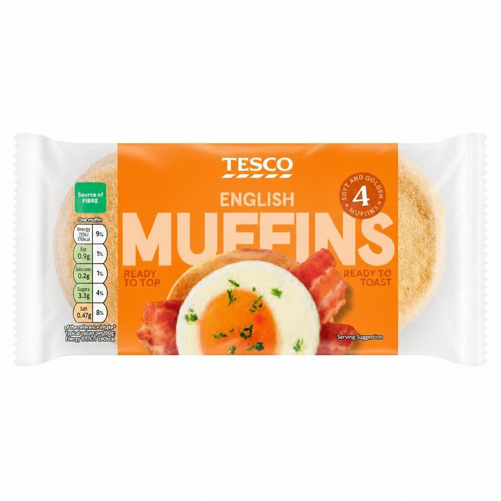 Tesco White English Muffins 4 Pack
