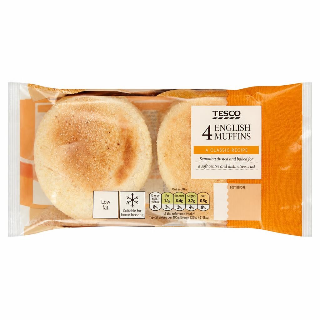 Tesco White English Muffins 4 Pack