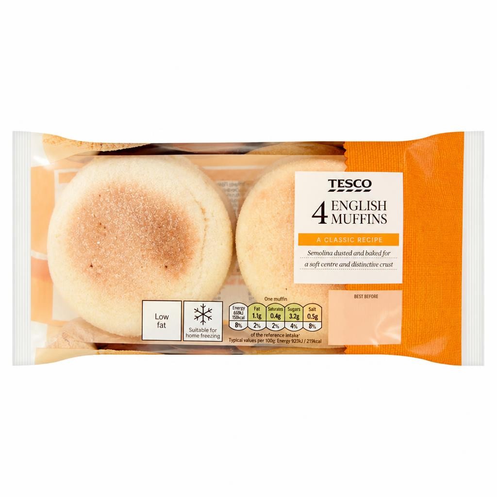 Tesco White English Muffins 4 Pack