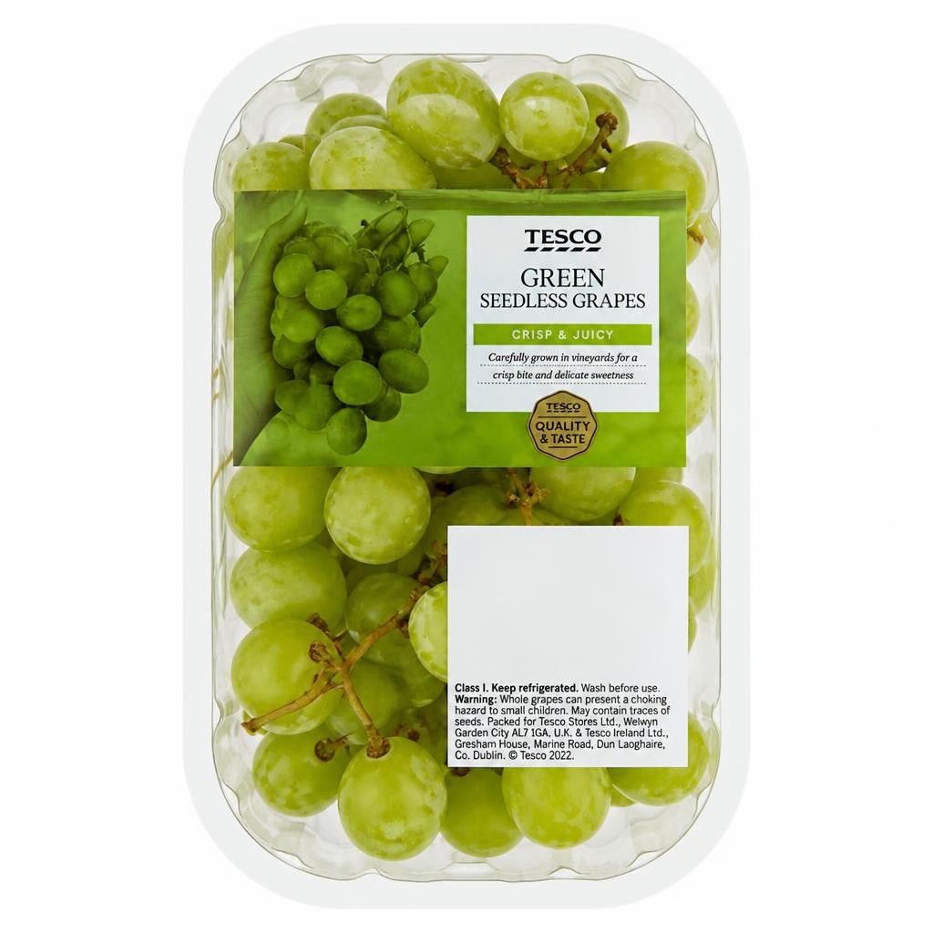 Tesco Green Seedless Grapes Pack 500G