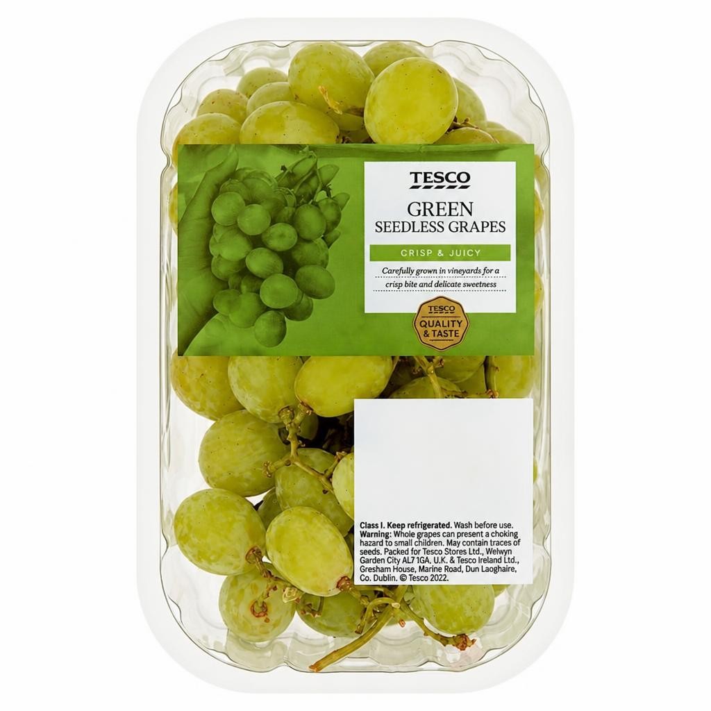 Tesco Green Seedless Grapes Pack 500G