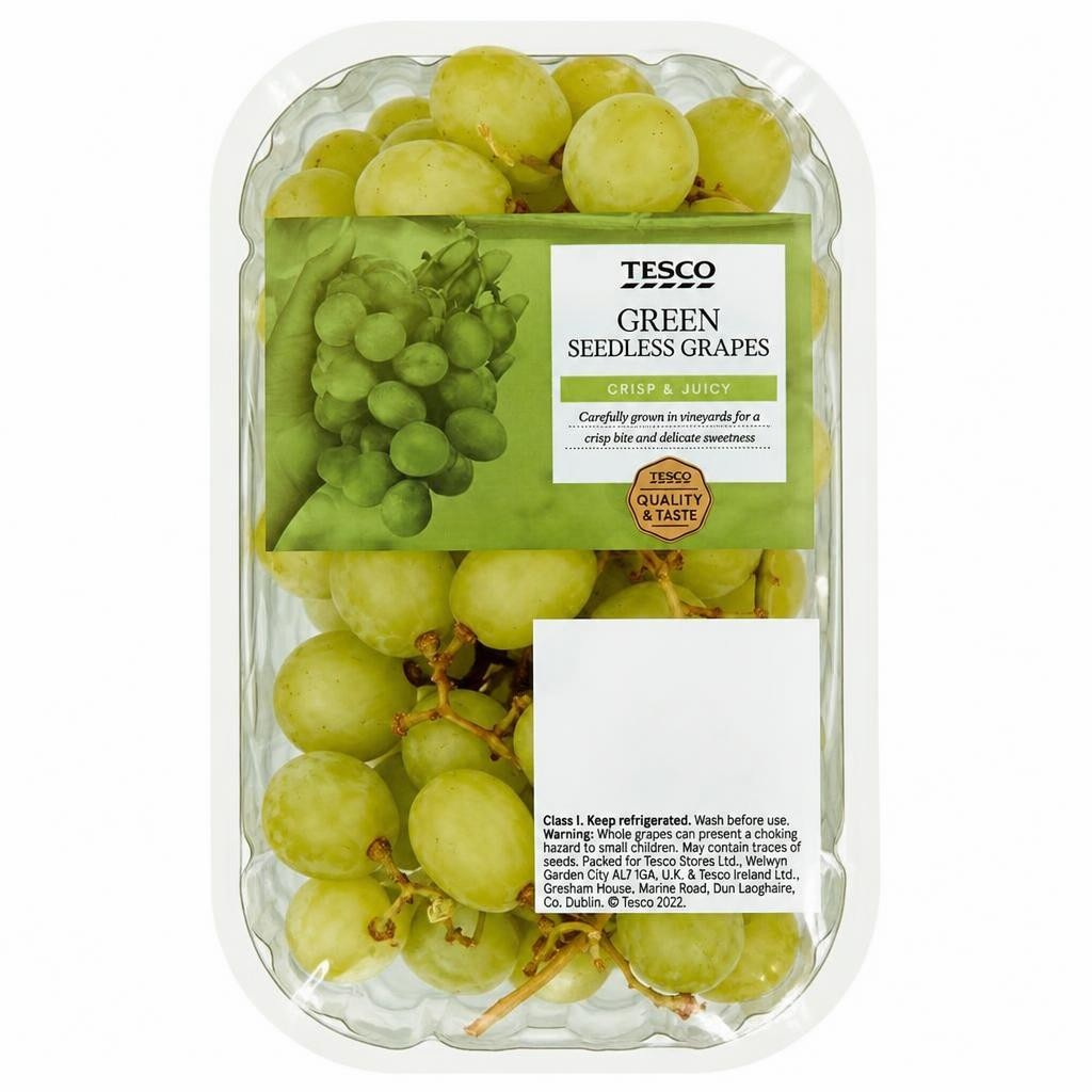 Tesco Green Seedless Grapes Pack 500G