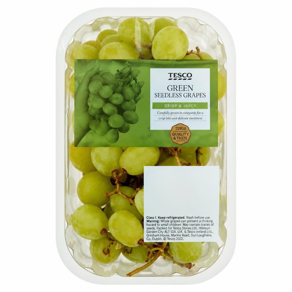 Tesco Green Seedless Grapes Pack 500G