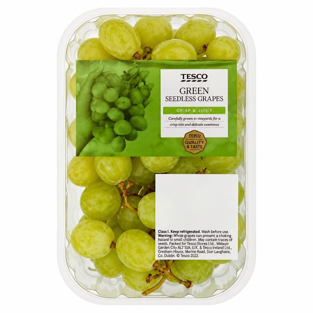 Tesco Green Seedless Grapes Pack 500G