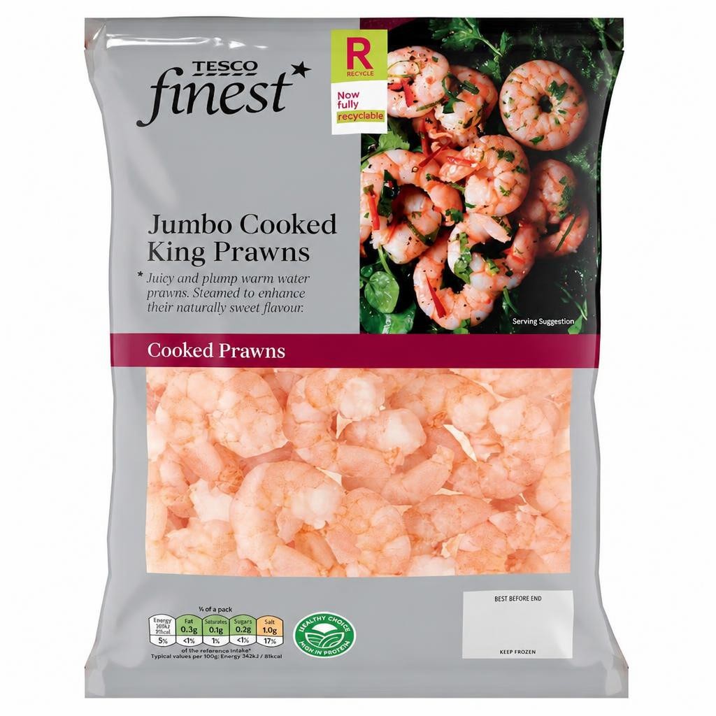 Tesco Finest Jumbo Cooked King Prawns 225G