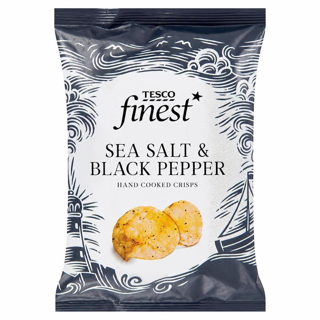 Tesco Finest Hand Cooked Crisps - Sea Salt & Black Pepper 150g