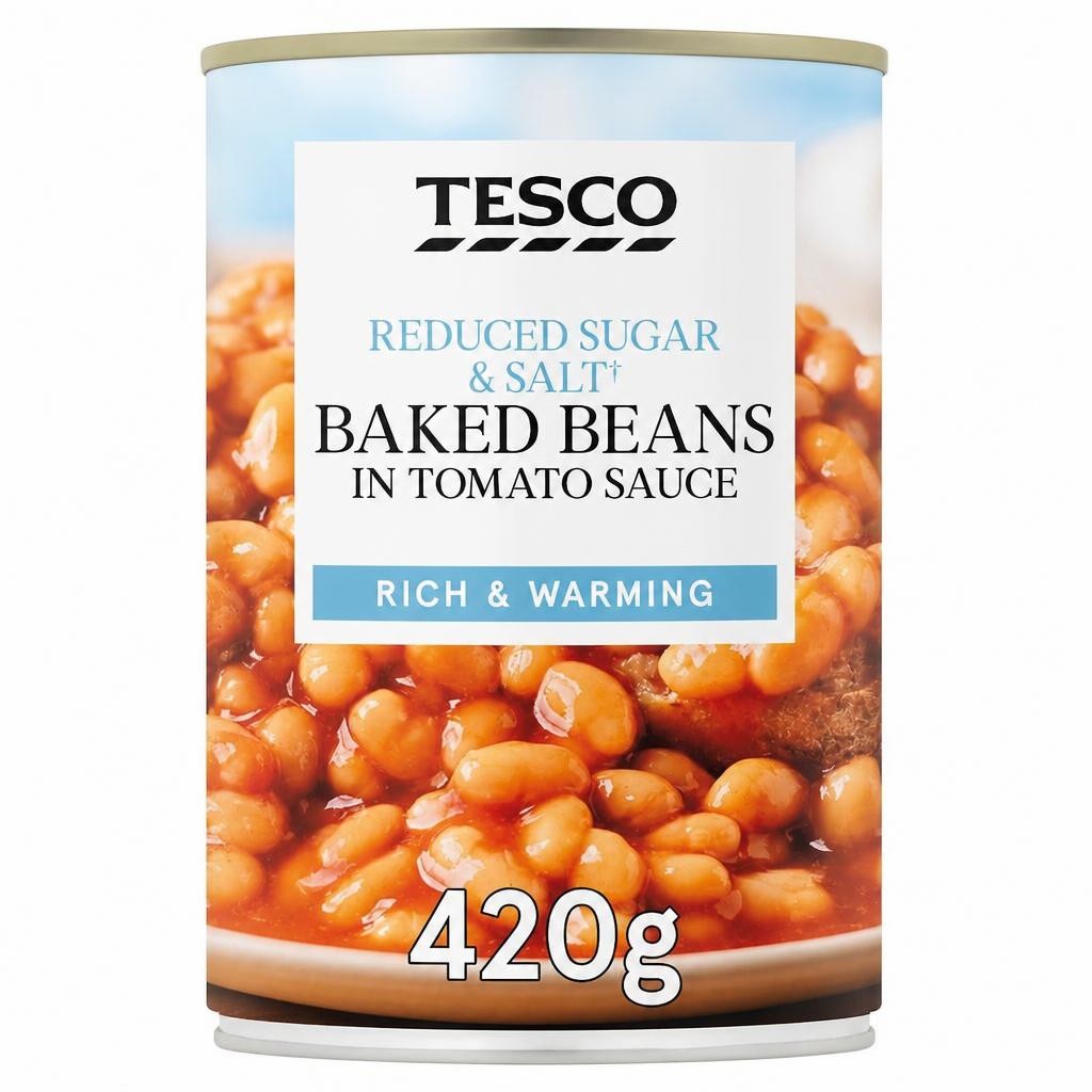 Tesco Reduced Sugar And Salt Baked Beans In Tomato Sauce 420G