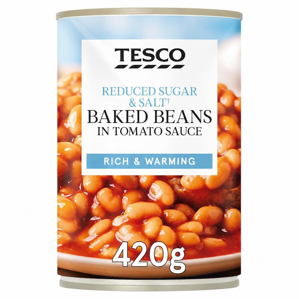 Tesco Reduced Sugar And Salt Baked Beans In Tomato Sauce 420G