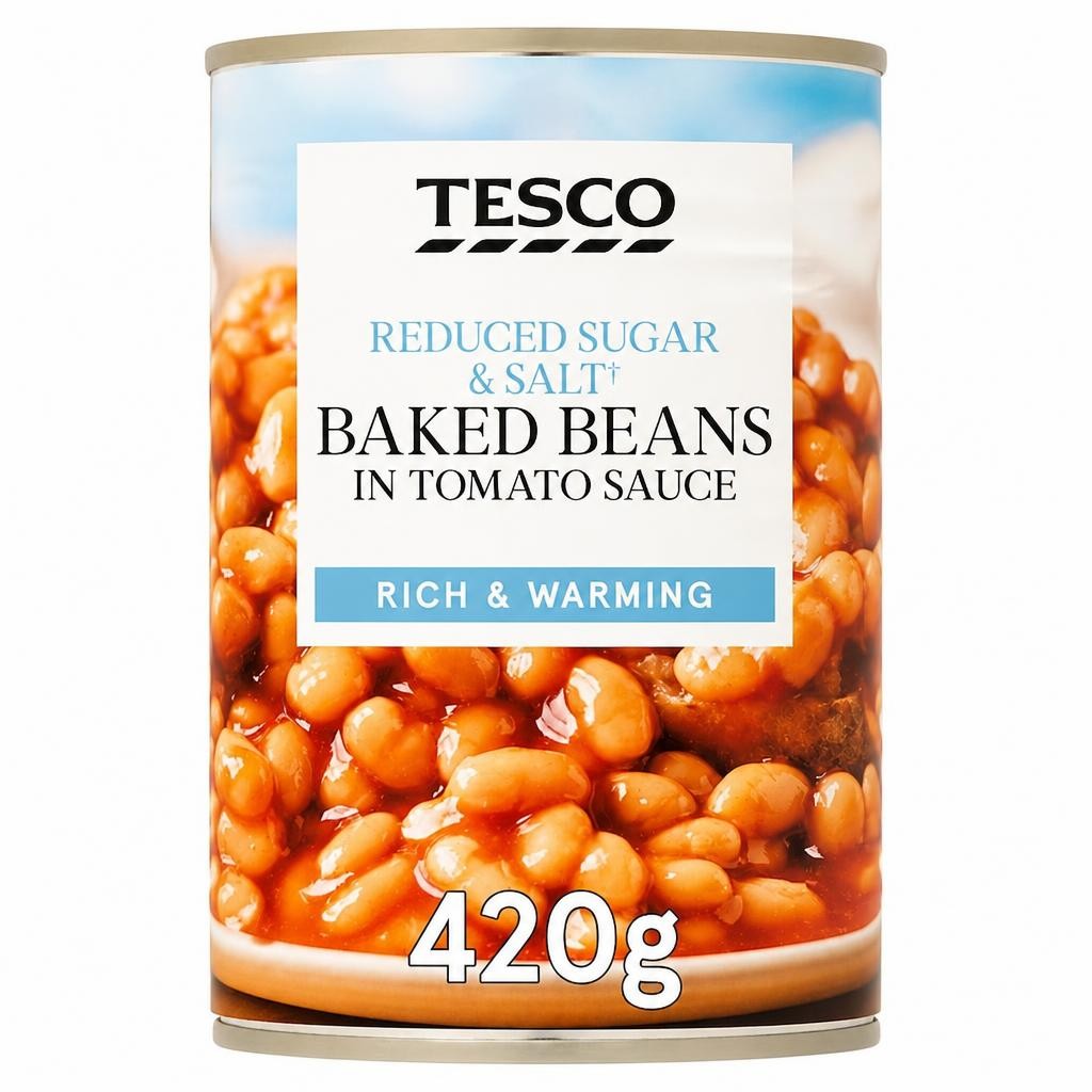 Tesco Reduced Sugar And Salt Baked Beans In Tomato Sauce 420G