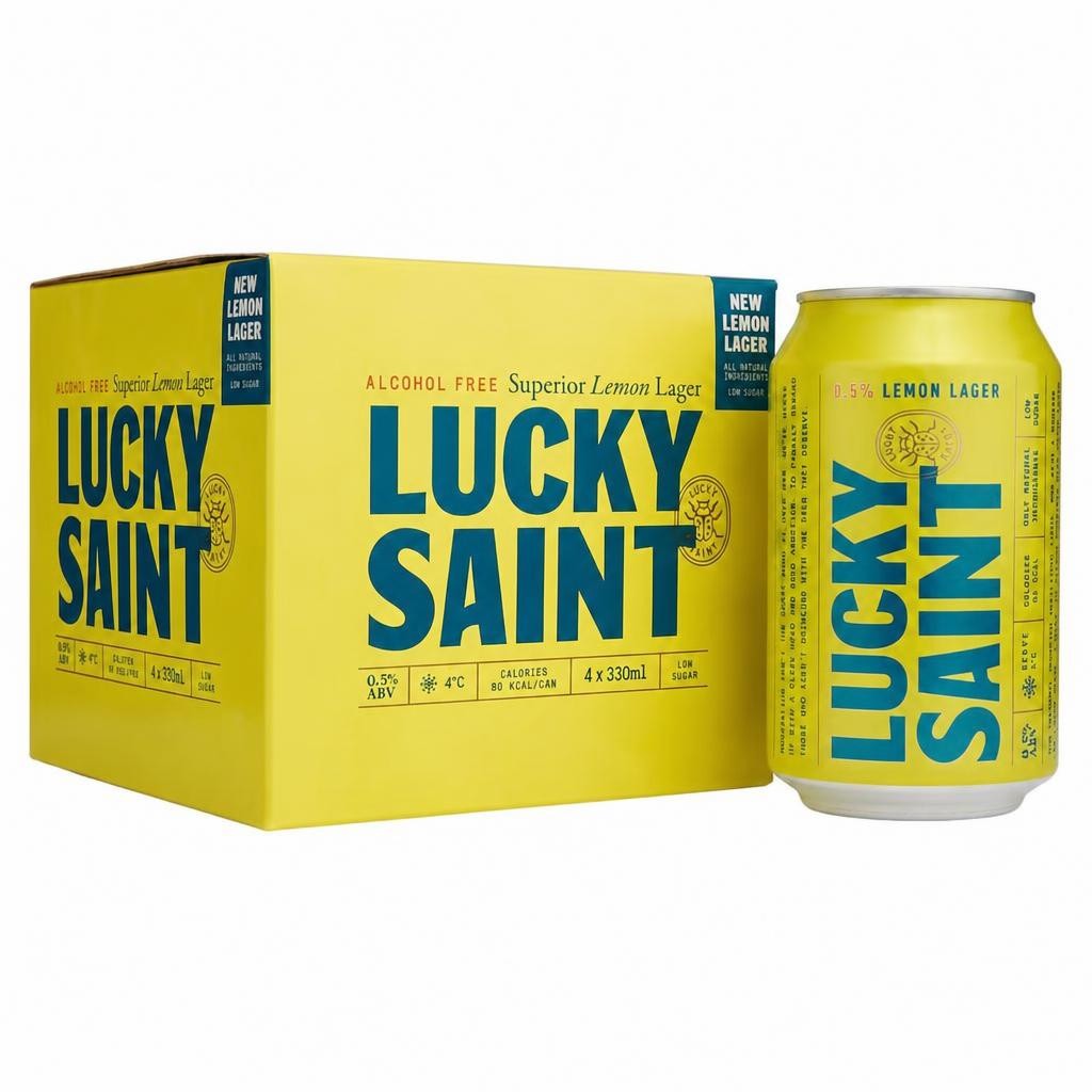 Lucky Saint Alcohol Free Lemon Lager Cans 4x330ml
