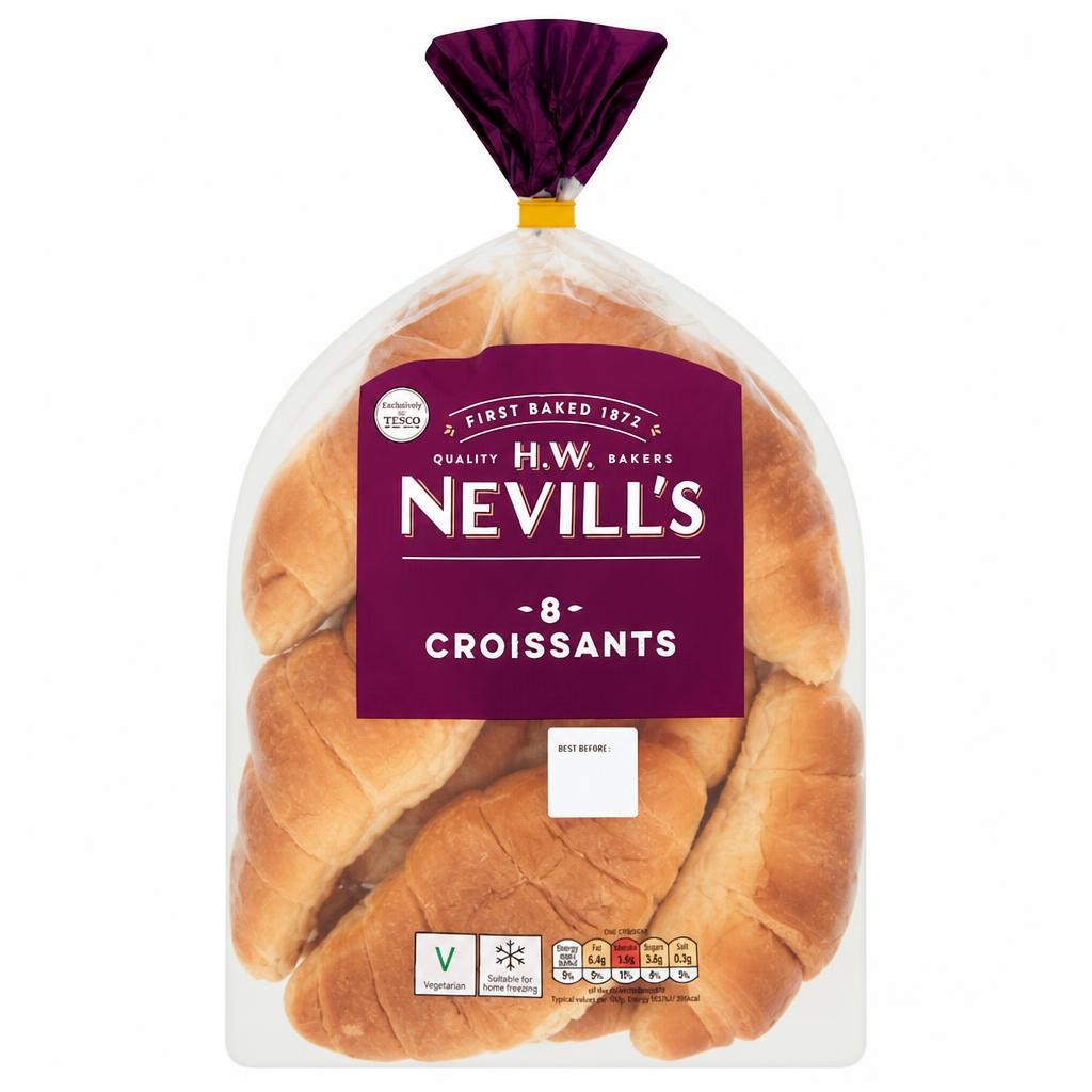 H.W. Nevills Plain Croissants 8 Pack
