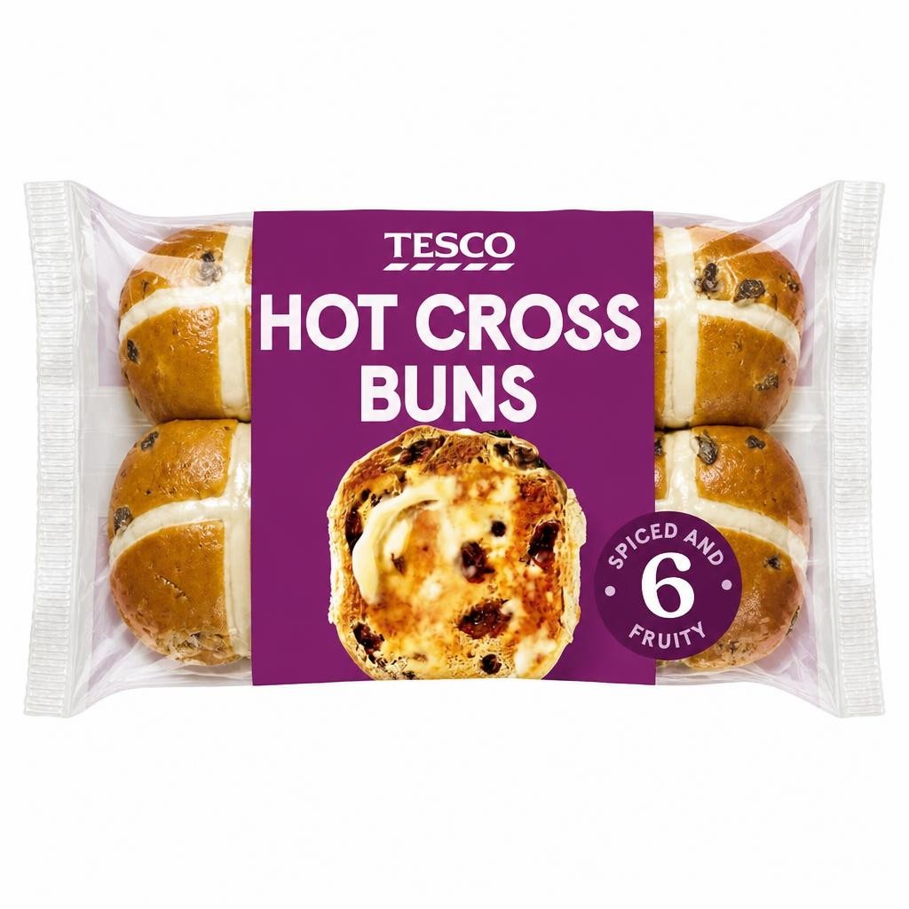 Tesco Hot Cross Buns 6 pack
