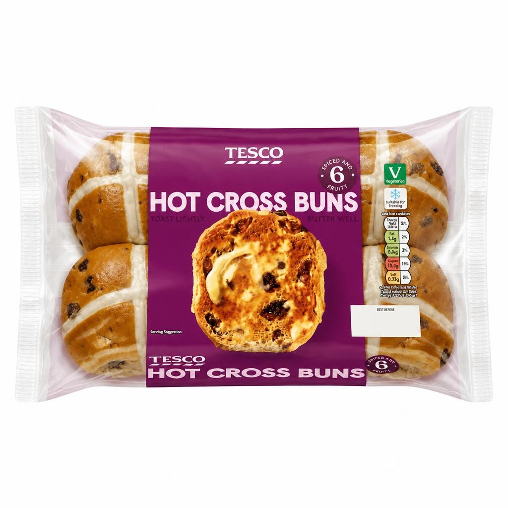 Tesco Hot Cross Buns 6 pack