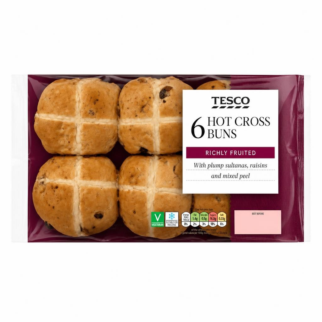 Tesco Hot Cross Buns 6 pack