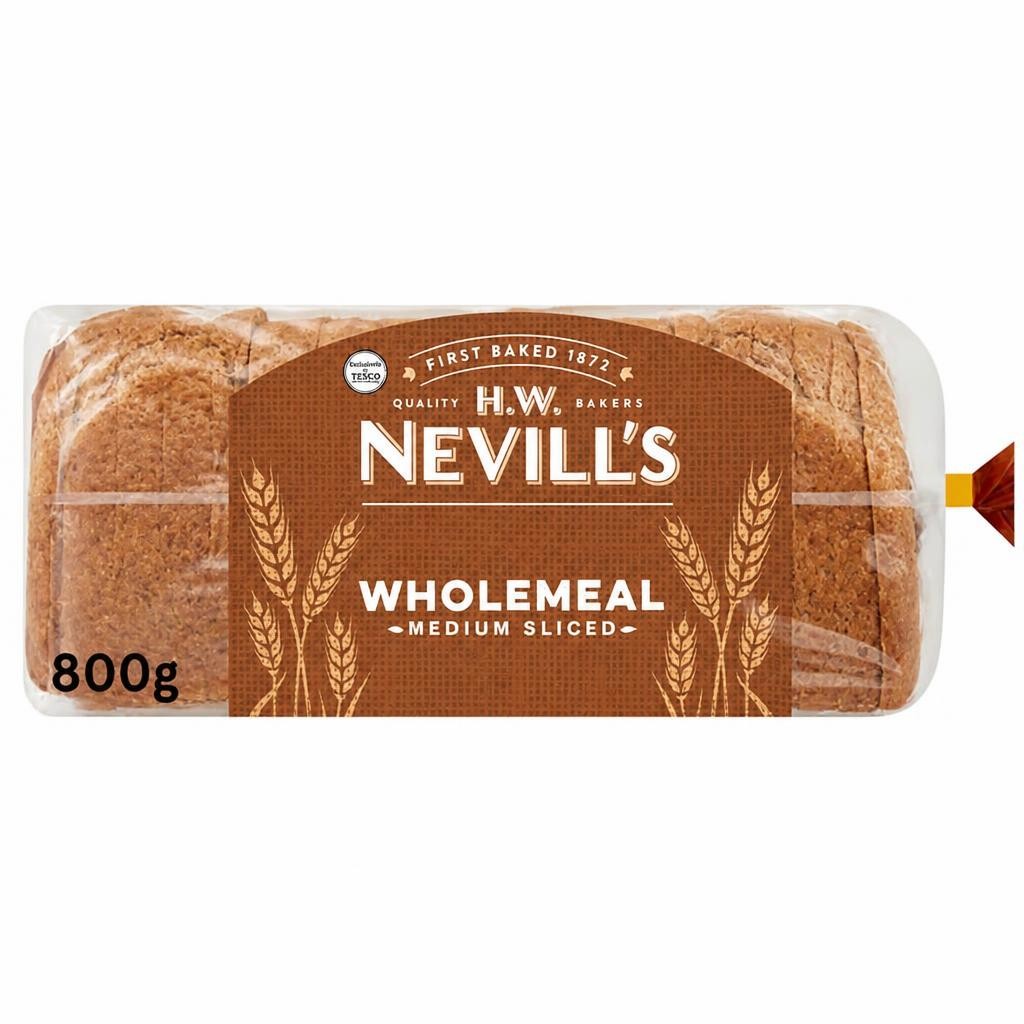 H.W. Nevill's Medium Sliced Wholemeal Bread 800g