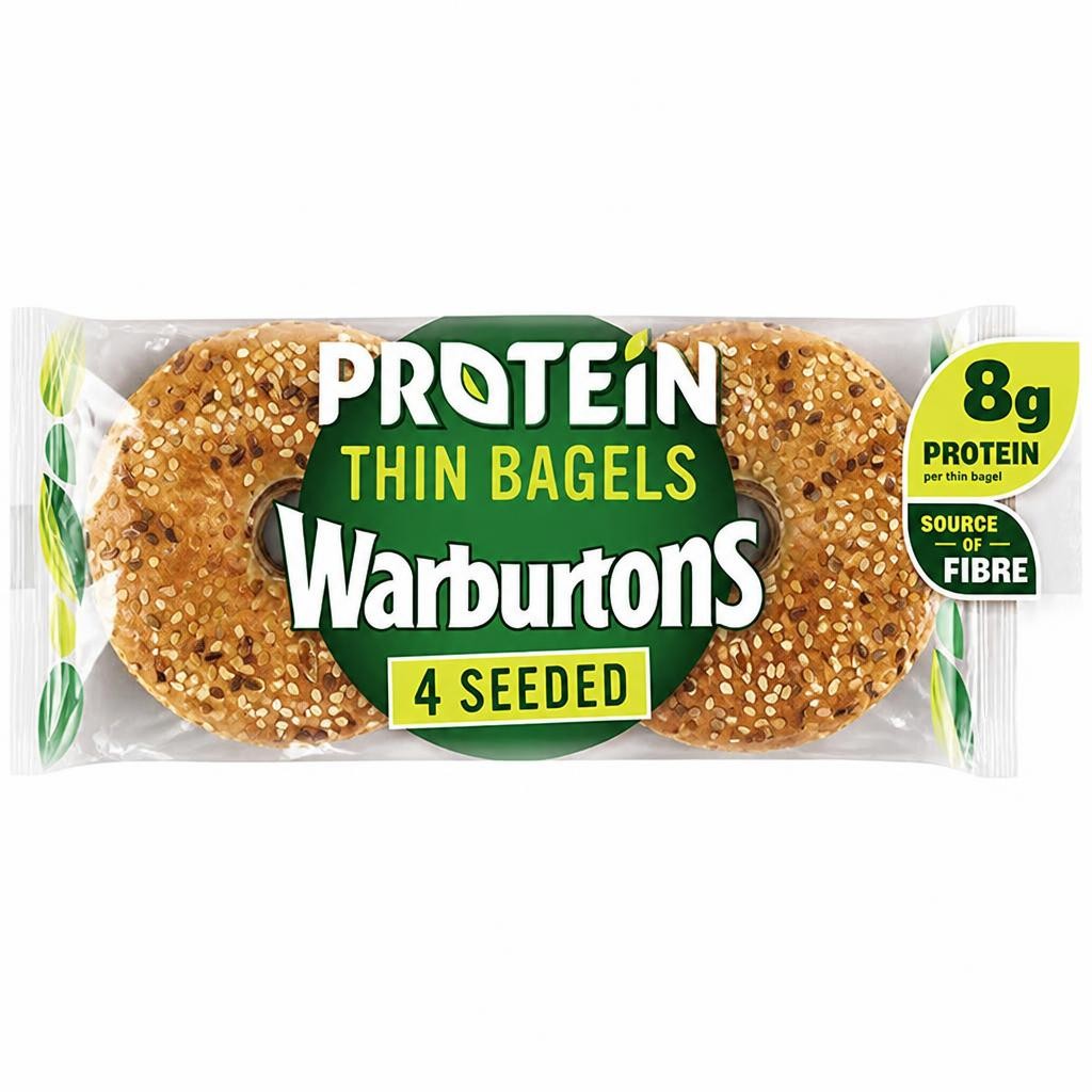 Warburtons Thin Sliced Seeded Protein Bagels 4 Pack