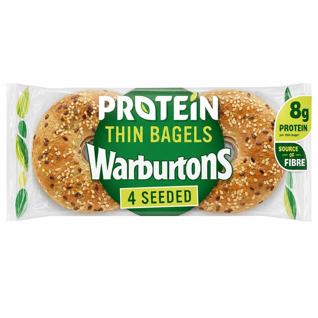 Warburtons Thin Sliced Seeded Protein Bagels 4 Pack