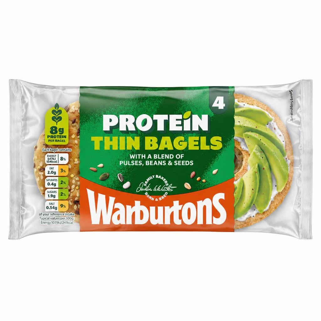 Warburtons Thin Sliced Seeded Protein Bagels 4 Pack