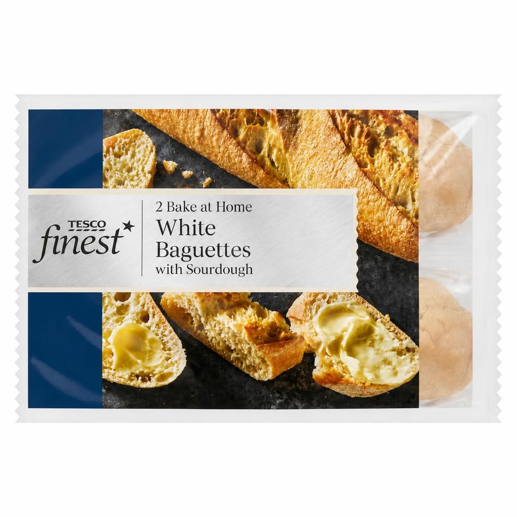 Tesco Finest Part Baked White Baguettes with Sourdough 2 Pack 250g