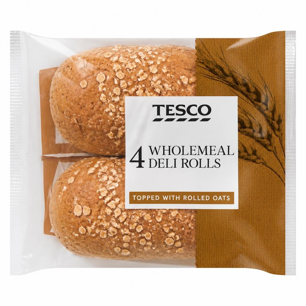 Tesco Deli Wholemeal Rolls 4 Pack