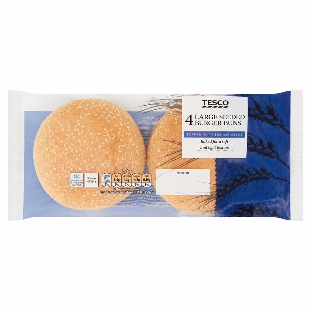 Tesco Seeded Large Burger Buns 4 Pack
