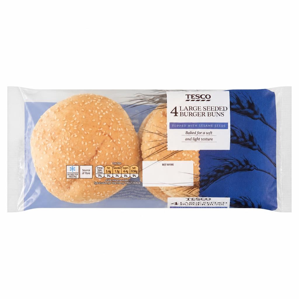 Tesco Seeded Large Burger Buns 4 Pack
