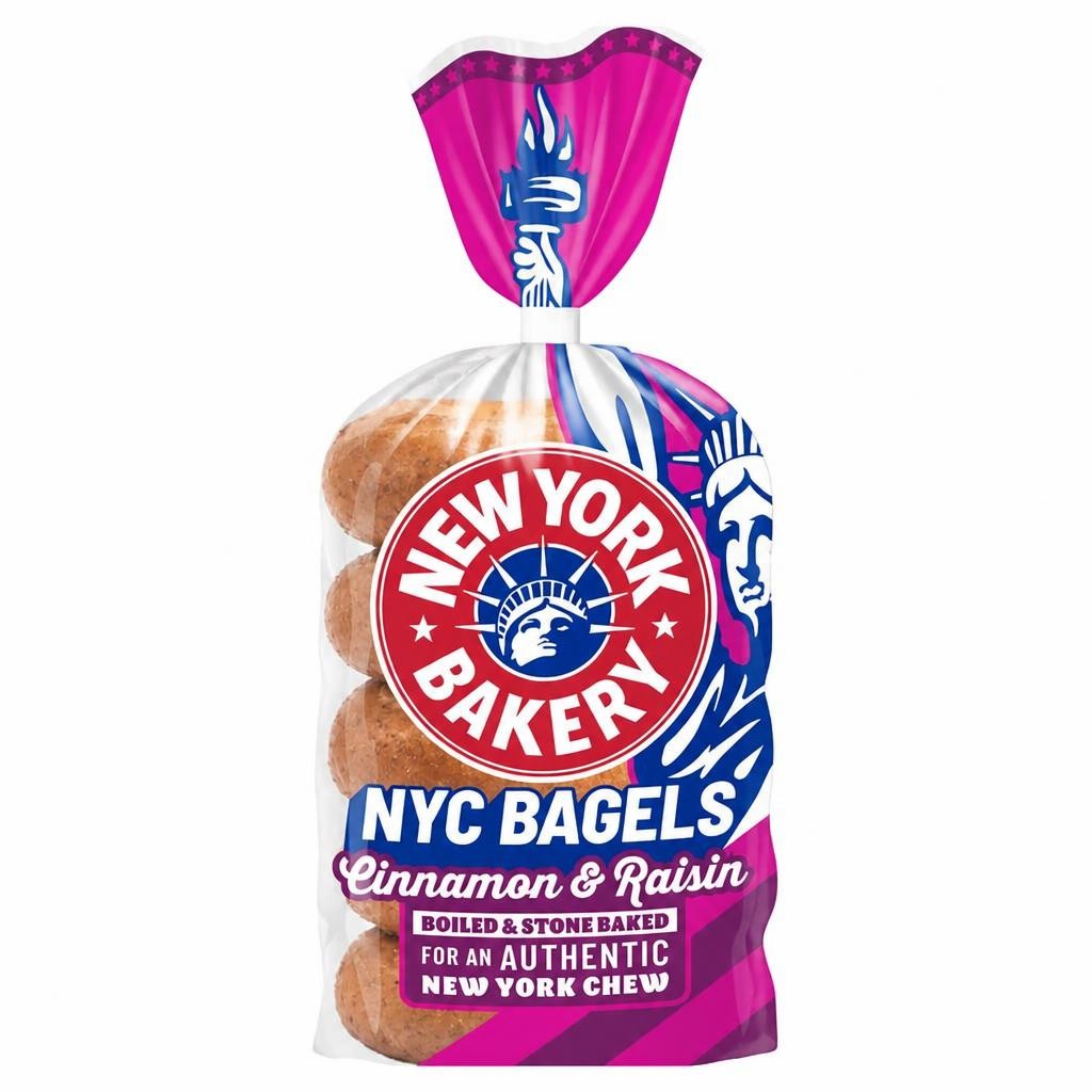 New York Bakery Co Cinnamon & Raisin Bagels 5 Pack
