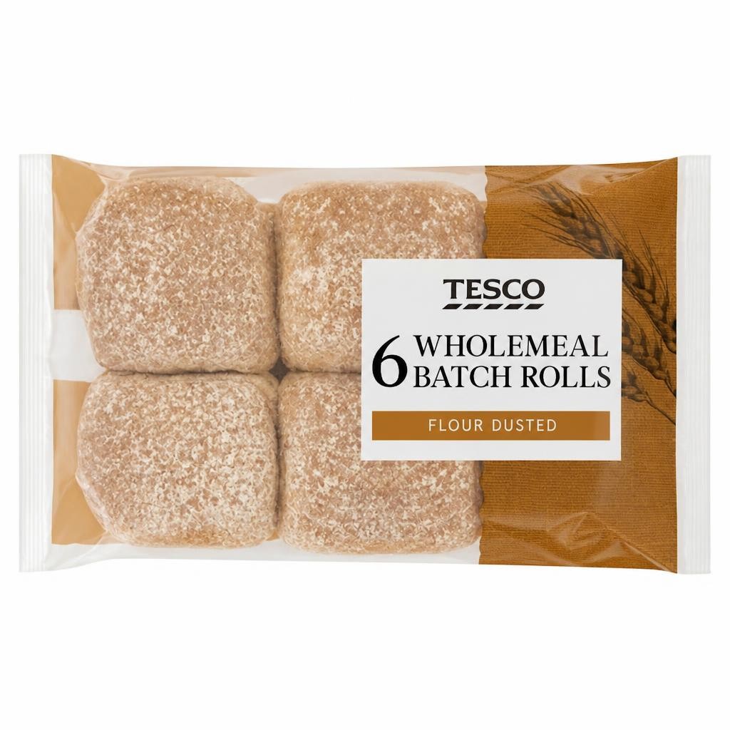 Tesco Wholemeal Batch Rolls 6 Pack