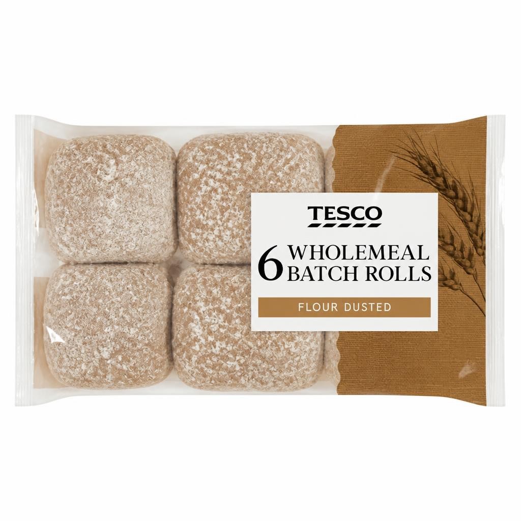 Tesco Wholemeal Batch Rolls 6 Pack