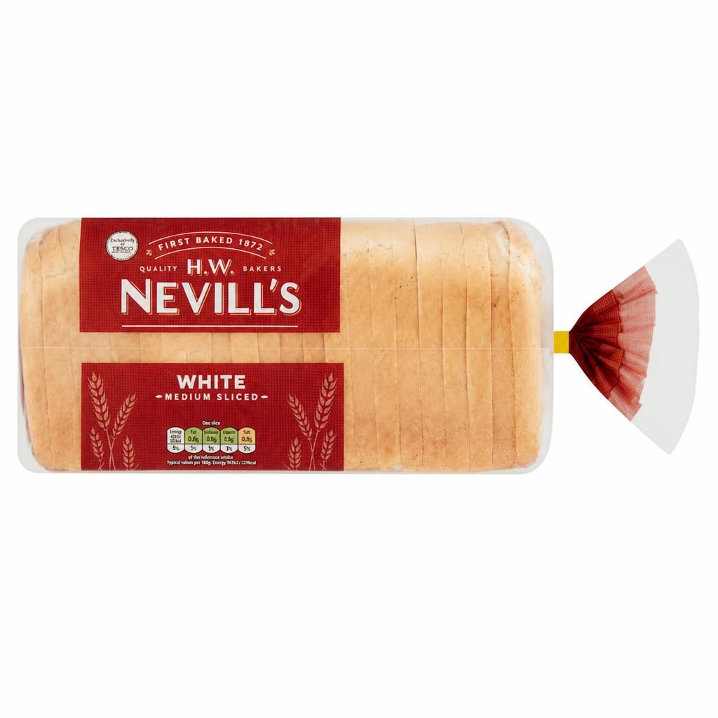 H.W. Nevill's Medium Sliced White Bread 800g