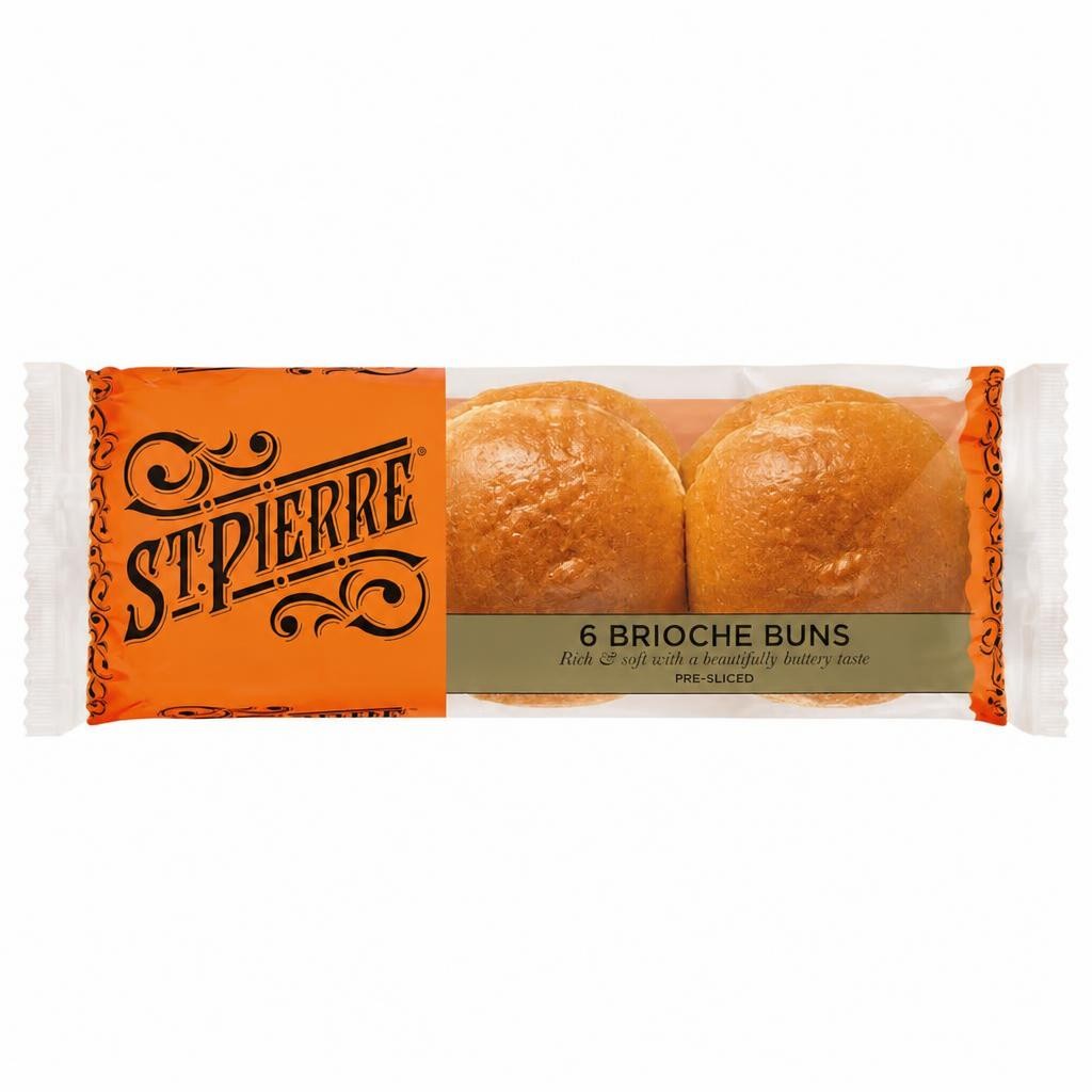 St Pierre Plain Brioche Burger Buns 6 Pack