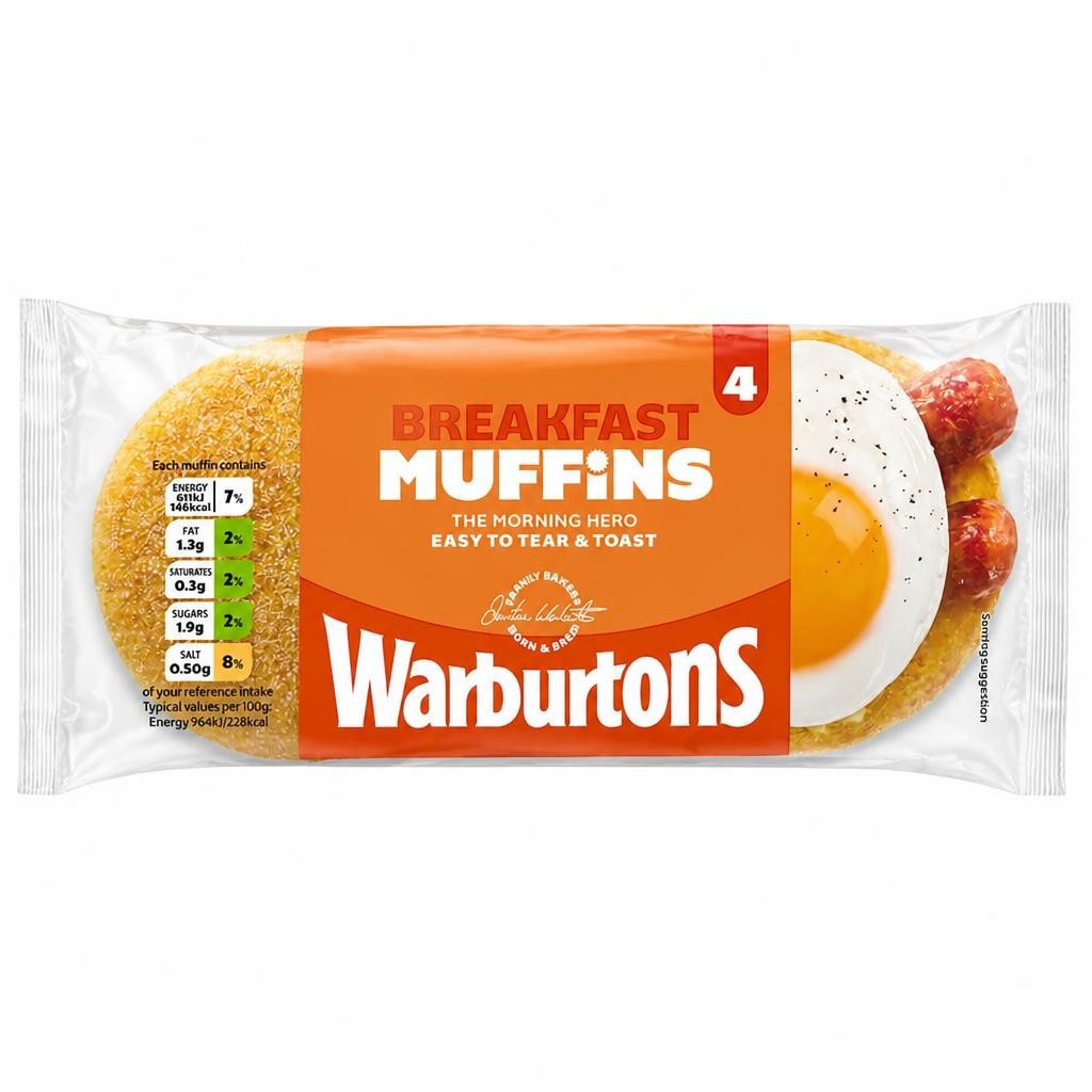 Warburtons Toasting Breakfast Muffins 4 Pack