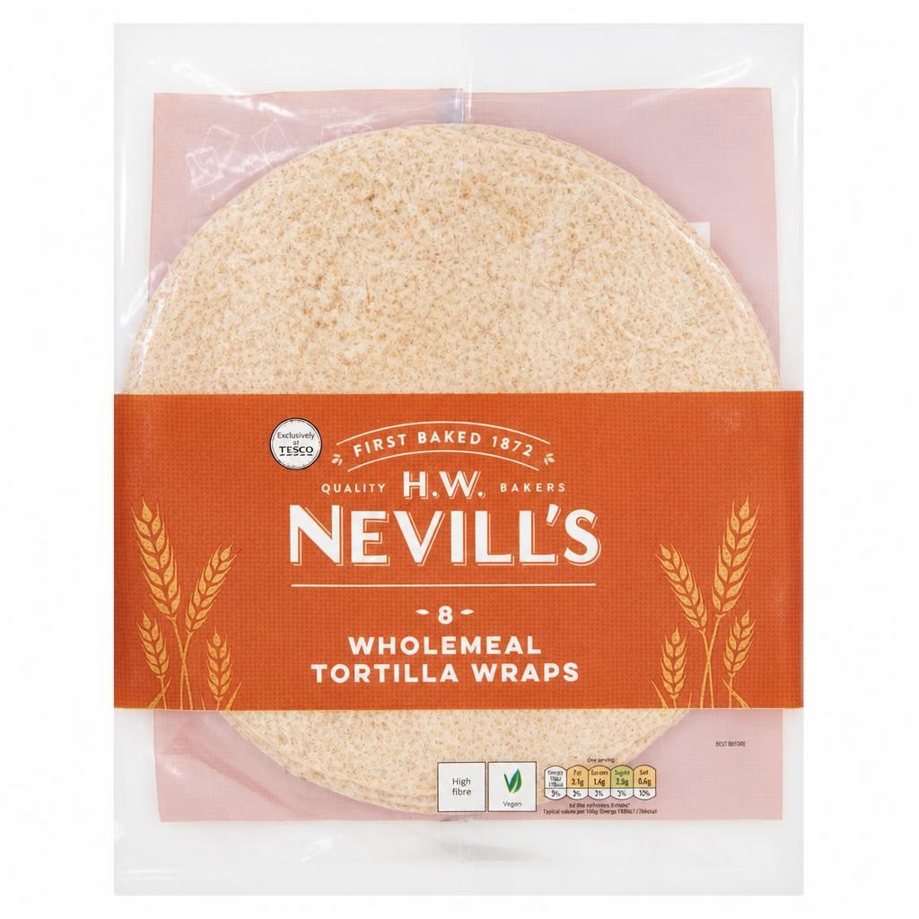 H.W. Nevills Wholemeal Tortilla Wraps 8 Pack