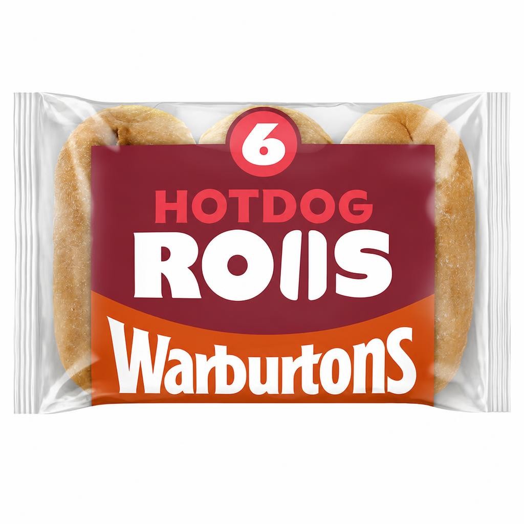 Warburtons Hot Dog Rolls 6 Pack Sliced