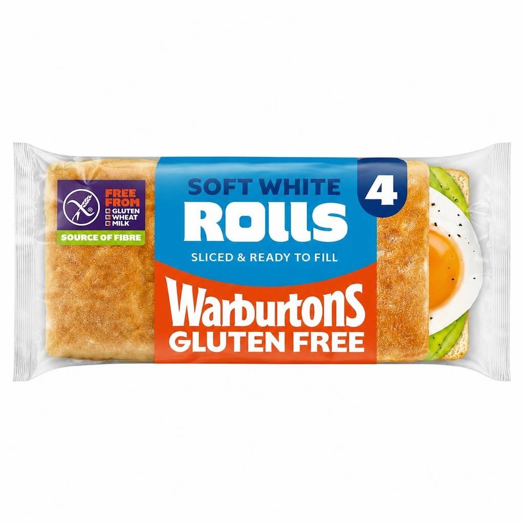 Warburtons Gluten Free Super Soft Sliced Square Rolls 4 pack