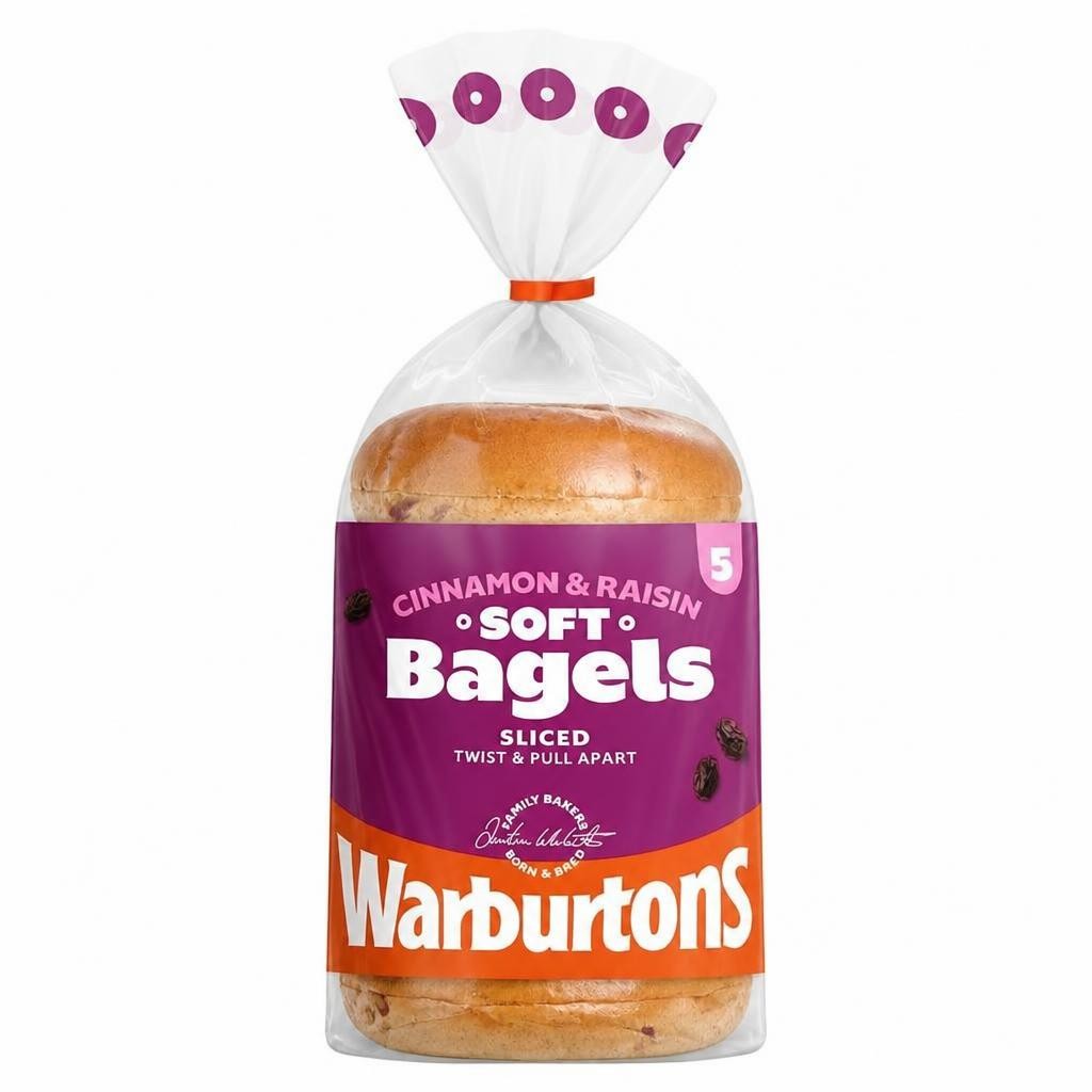 Warburtons Cinnamon & Raisin Bagels Sliced 5 Pack