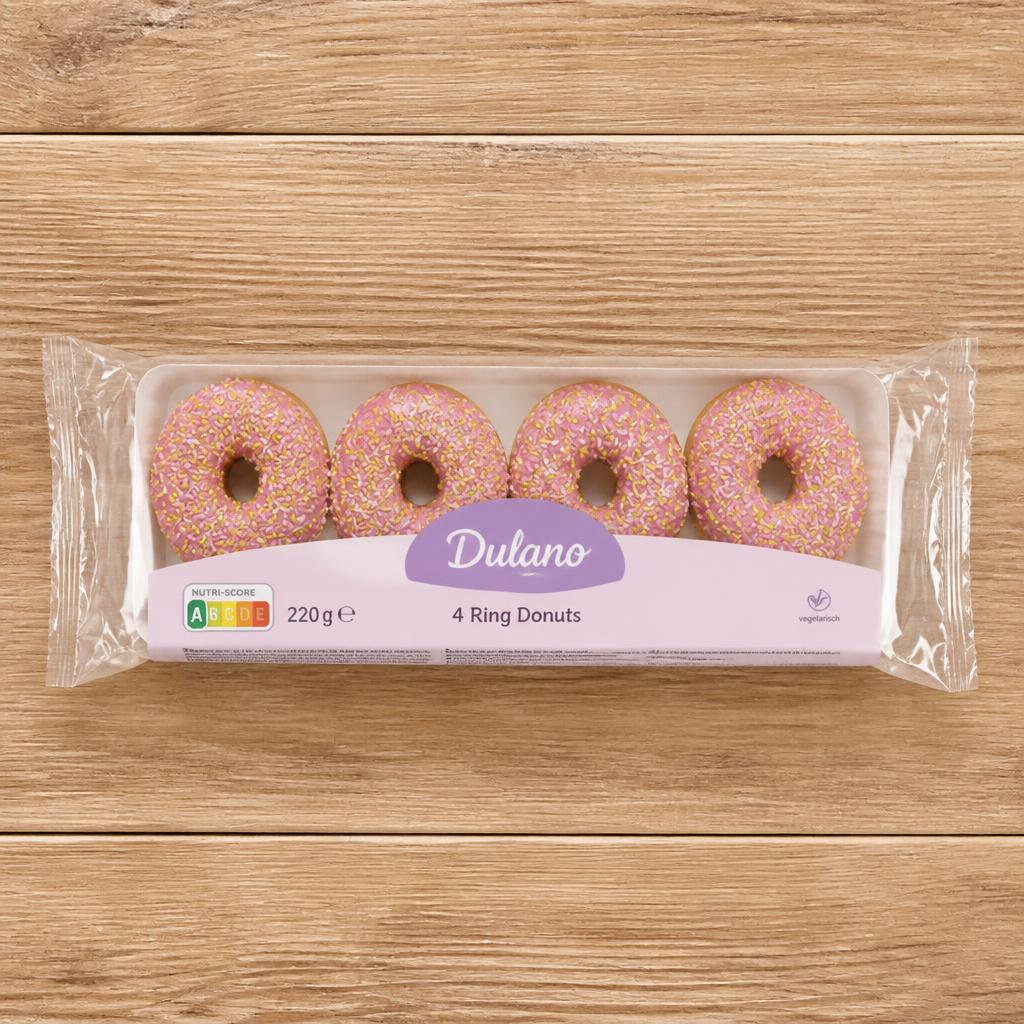 Tesco Pink Iced Ring Doughnut 4 Pack