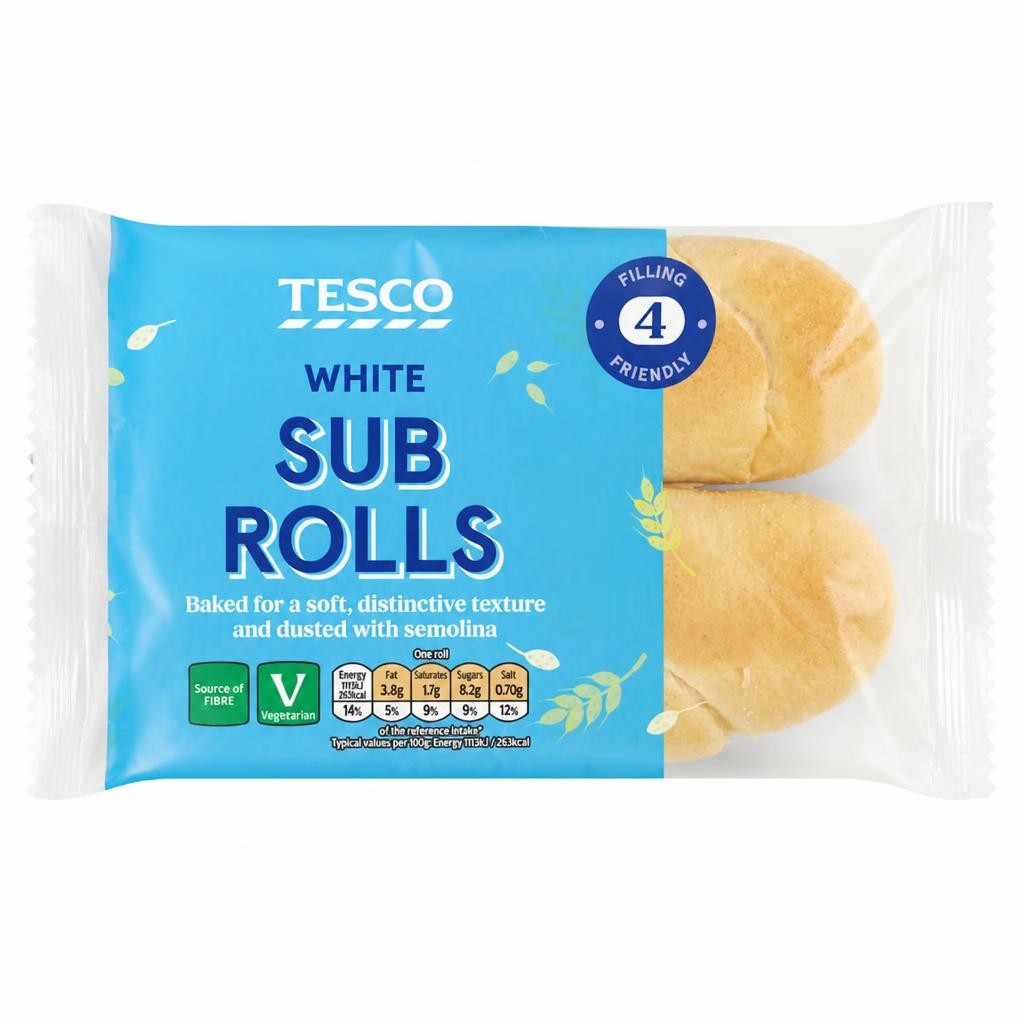 Tesco White Sub Rolls 4 Pack