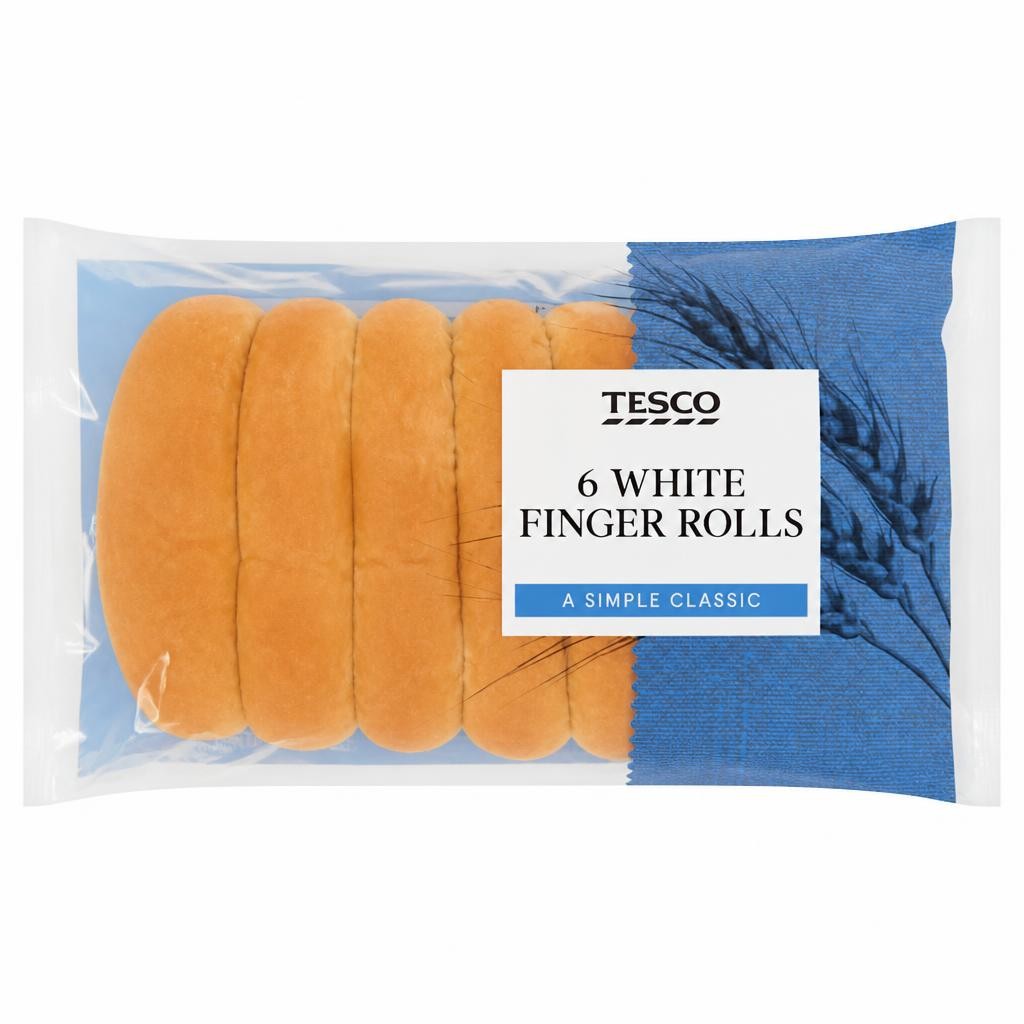 Tesco White Finger Rolls 6 Pack