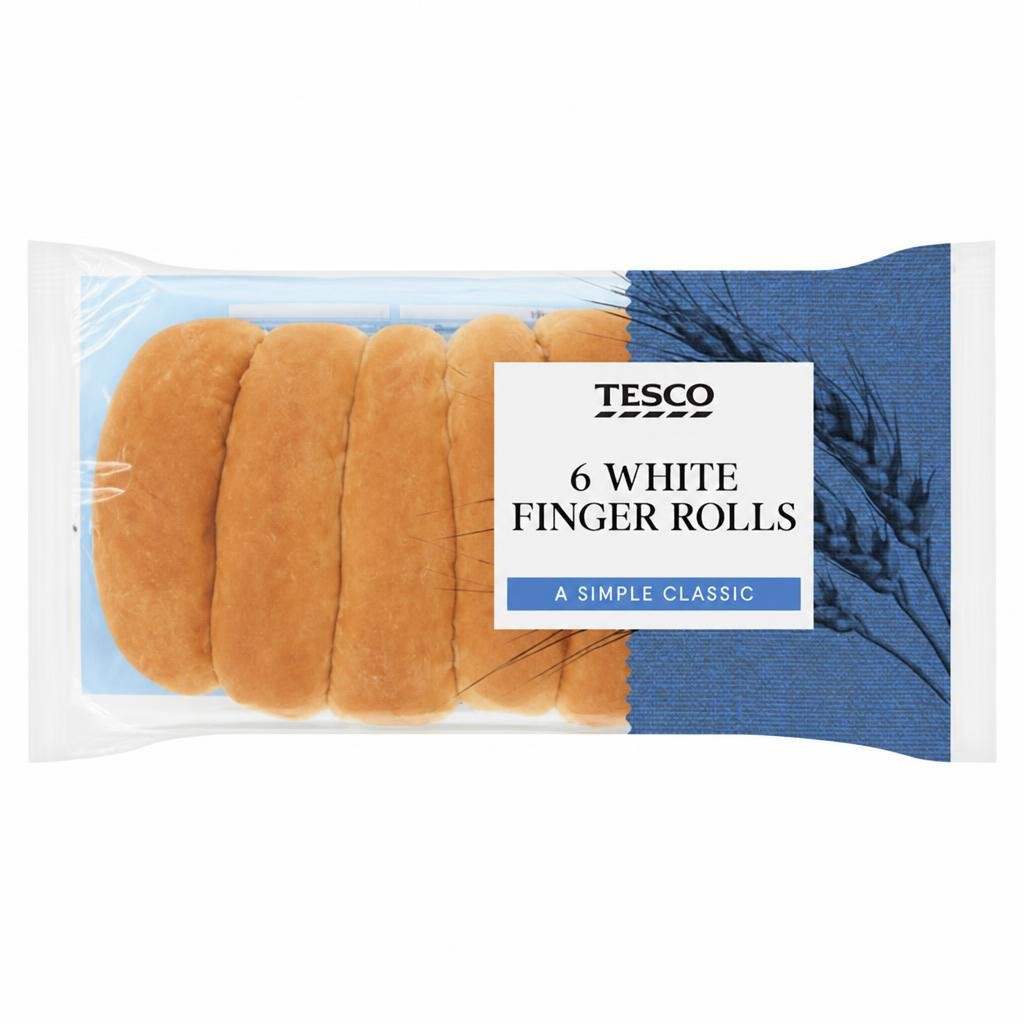 Tesco White Finger Rolls 6 Pack