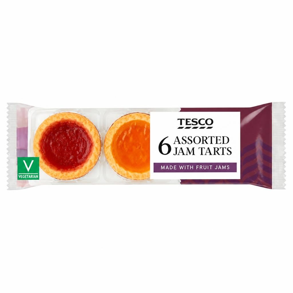 Tesco Assorted Jam Tarts - Strawberry, Apricot, Blackcurrant 6 Pack